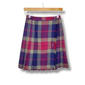 Vintage Talbots 100% Wool Plaid Wrap Skirt 6P Kilt Style Preppy Academia Fall